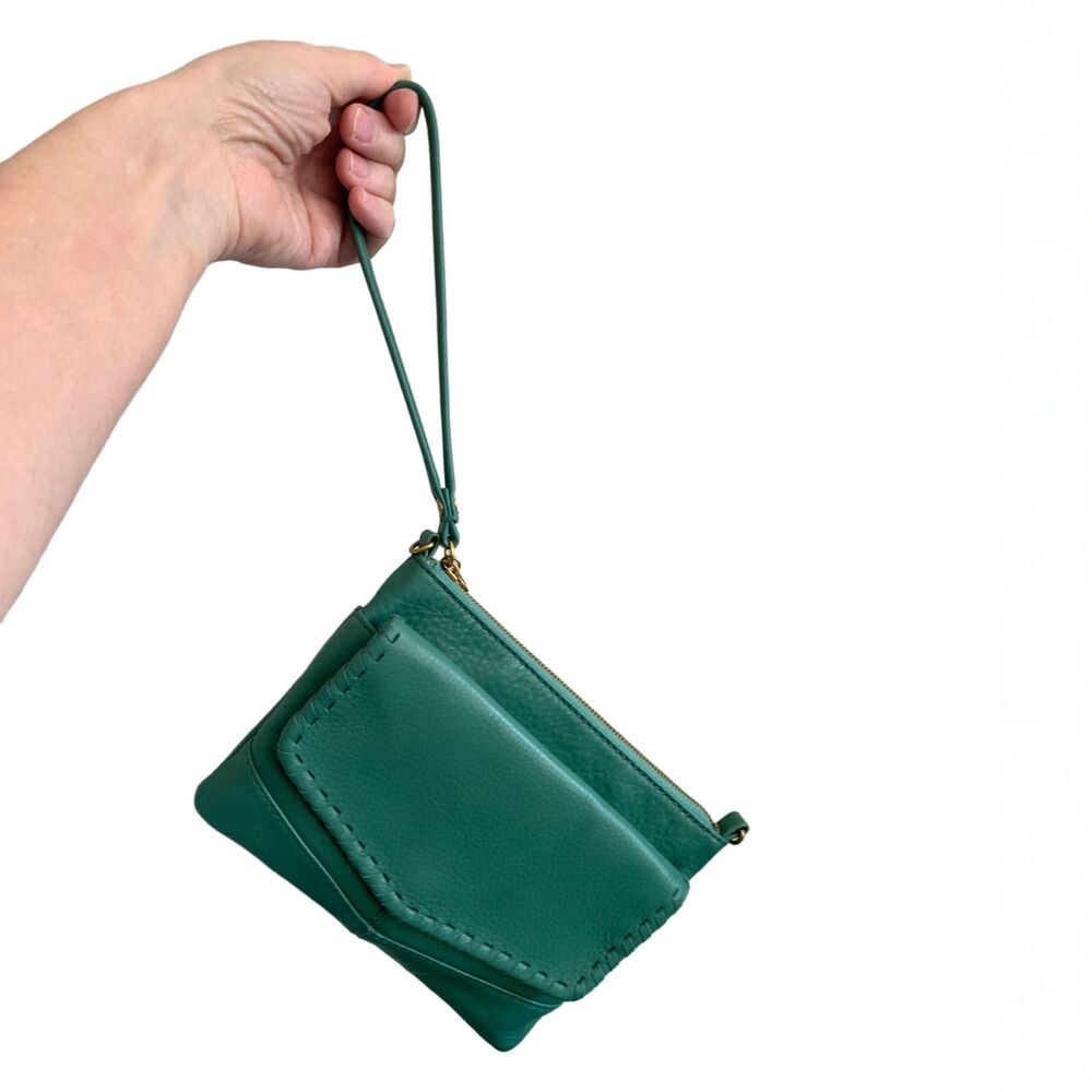 Hobo Stroll Leather Crossbody Bag Garden Green Small Adjustable Strap Wristlet - Picture 3 of 7